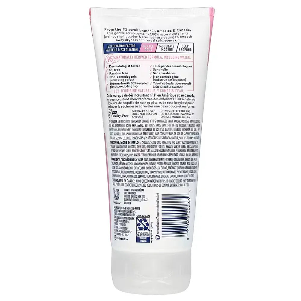 St. Ives Rose Water Aloe Vera Scrub 170g – creamy scrub texture with crushed rose petals – Timeless Era Bangladesh