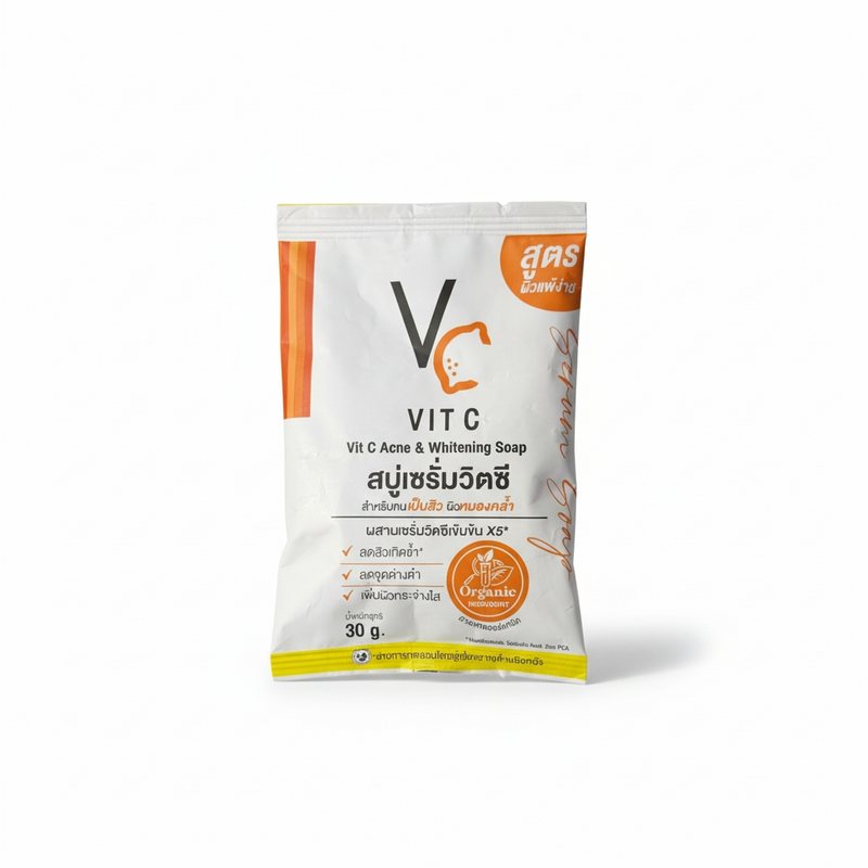 Nongchat VC Vit C Acne & Brightening Soap 30g – Vitamin C Salicylic Acid Thai Skincare for Dark Spots – Timeless Era Bangladesh